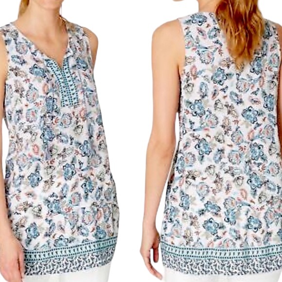 J. Jill Floral Tassel Sleeveless Top Blouse Size XL - Picture 1 of 9